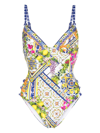 Camilla Underwire One Piece With Button Details Amalfi Amore In Multi