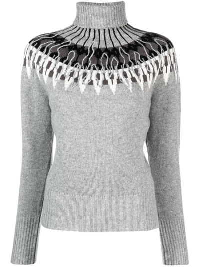 Fabiana Filippi Intarsia-knit Roll-neck Jumper In Grey