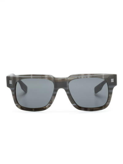 Burberry Eyewear Charcoal Check Square-frame Sunglasses In Grey