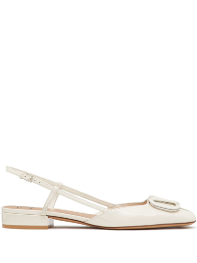 Valentino Garavani Vlogo Leather Ballerinas Square Toe In White