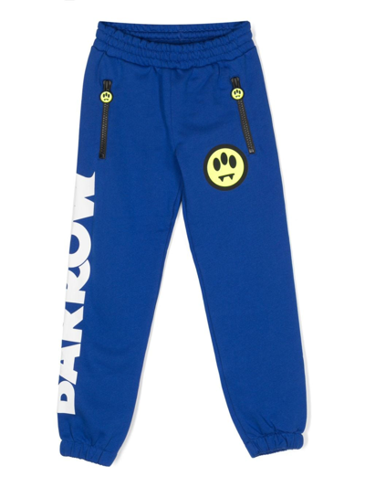 Barrow Kids' Logo-print Cotton Track Trousers In Blue