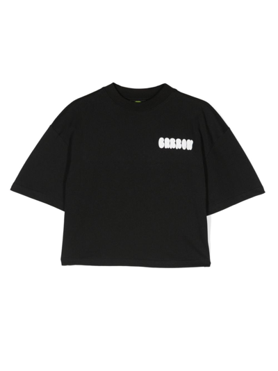 Barrow Kids' Rhinestone-embellished Logo-print T-shirt In Black