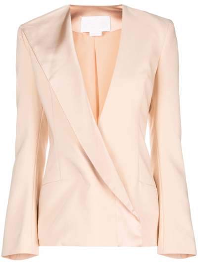 Genny Single-breasted Asymmetric-lapel Blazer In Neutrals