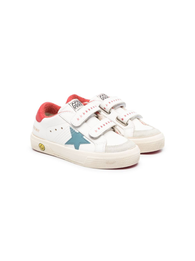 Golden Goose Kids' Star-patch Touch-strap Sneakers In White