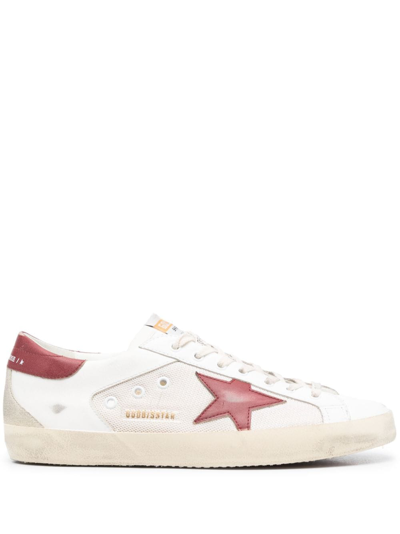 Golden Goose Super-star Net And Leather Upper Suede Star And Spur Leather Heel In White