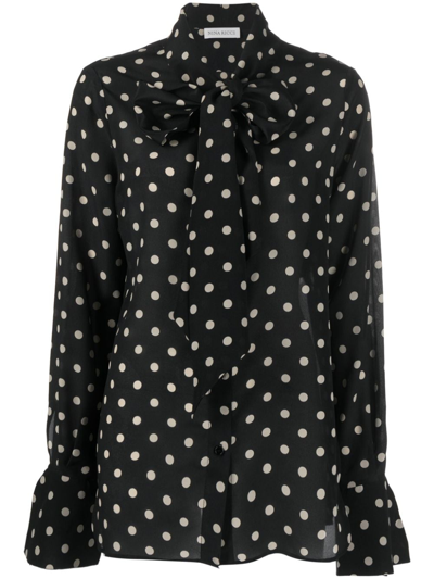 Nina Ricci Polka-dot Silk Blouse In Black