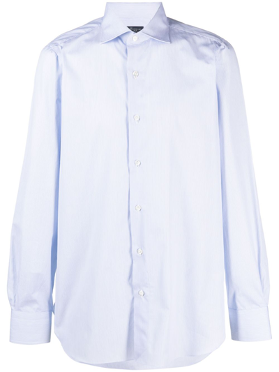 Finamore 1925 Napoli Long-sleeve Cotton Shirt In Blue