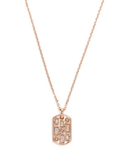 Suzanne Kalan 18kt Yellow Gold Inlay Dog Tag Diamond Necklace