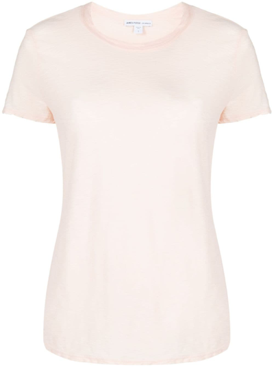 James Perse Sheer Slub Crew-neck Cotton T-shirt In Pink