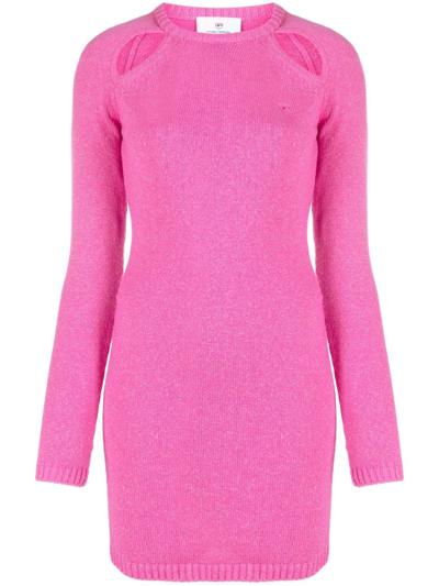 Chiara Ferragni Cut-out Knitted Minidress In Pink