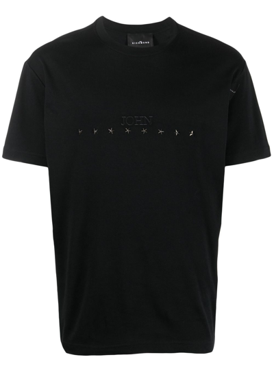 John Richmond Rochal Logo-embossed Cotton T-shirt In Black