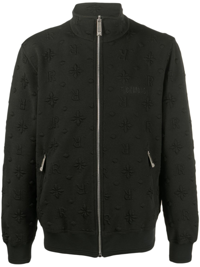 John Richmond Embossed-monogram Cotton Bomber Jacket In Black