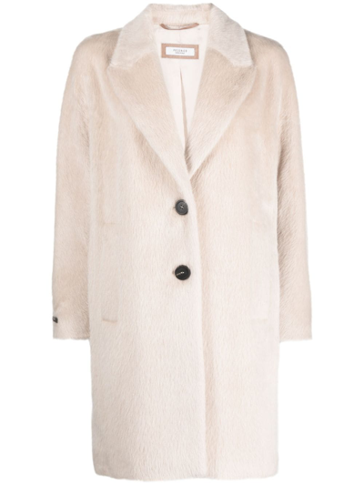Peserico Single-breasted Alpaca-blend Coat In Neutral