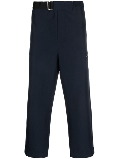 Oamc Belted-waist Cropped Trousers In Blue
