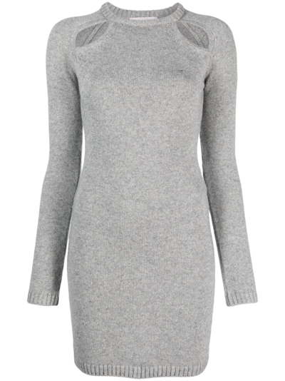 Chiara Ferragni Cut-out Knitted Minidress In Grey
