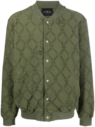 John Richmond Button-up Bomber Jacket In Green