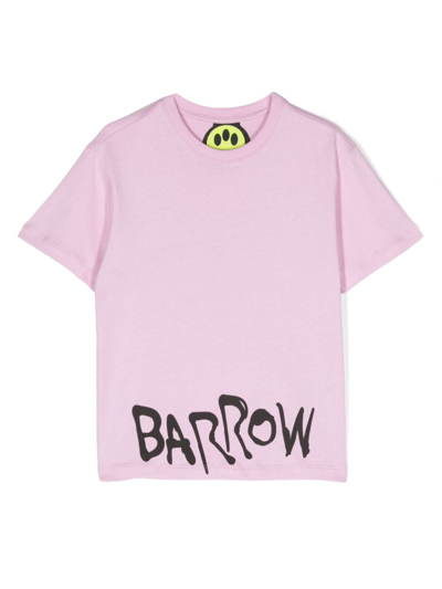Barrow Kids' Logo-print Cotton T-shirt In Pink