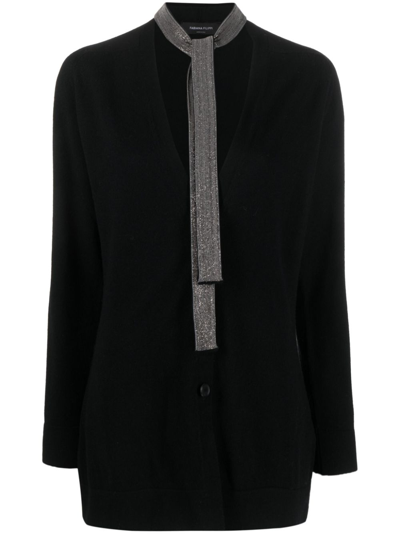 Fabiana Filippi Scarf-detail Fine-knit Cardigan In Black