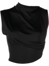 Jade Cropper Asymmetric Sleeveless Cropped Top In Black