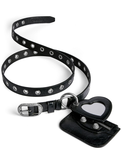 Balenciaga Le Cagole Charm-detail Leather Belt In Black