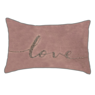 Ediehome Celebrations Beaded Love Lumbar Decorative Pillow, 12x18 In Light Purp