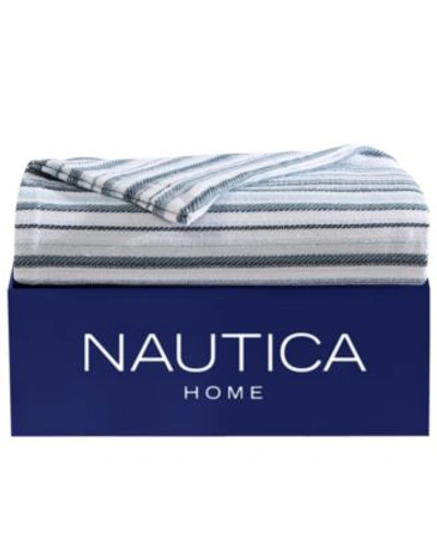 Nautica Pembrook Yarn Dyed Cotton Reversible Blankets Bedding In Light Blue