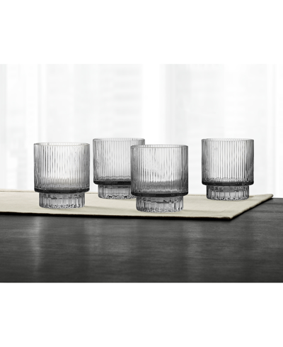 Hotel Collection Smoked Fluted Double Old-fashioned Glasses, Set Of 4, Created For Macy's In Smoked Grey