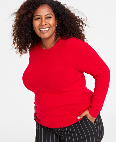 Charter Club Plus Size 100% Cashmere Crewneck Sweater, Created For Macy's In Calypso