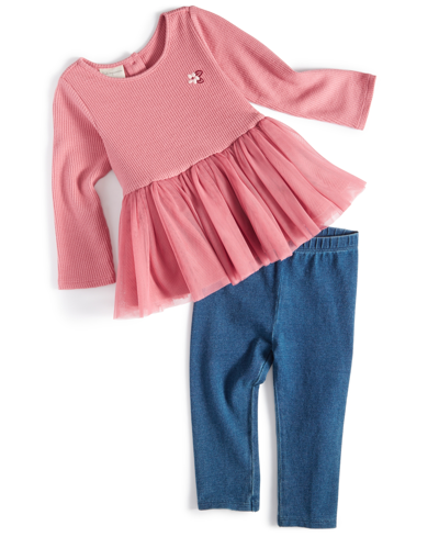 First Impressions Baby Girls Tunic And Leggings, 2 Piece Set, Created For Macy's In Rustic Rose