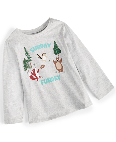 First Impressions Baby Boys Sunday Funday Shirt, Created For Macy's In Slate Hthr