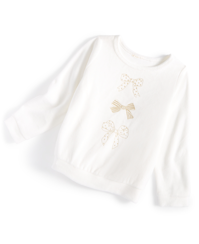 First Impressions Baby Girls Bow Velour Top, Created For Macy's In Angel White