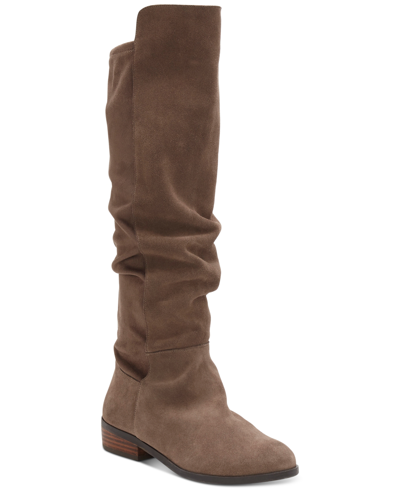 Lucky Brand Women's Calypso Wide-calf Crop Over-the-knee Boots In Falcon Suede