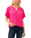 Cece Ruffle Sleeve Drop Shoulder Blouse In Bright Rose