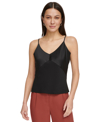 Dkny Mixed Media Camisole In Black