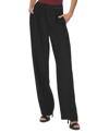 Dkny Mix Media Wide Leg Pants In Black