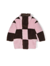 STAND STUDIO PINK CHECKED FAUX-FUR COAT,61997906320014898