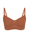 Skims Seamless Sculpt Ruched Stretch-woven Bralette In Bronze