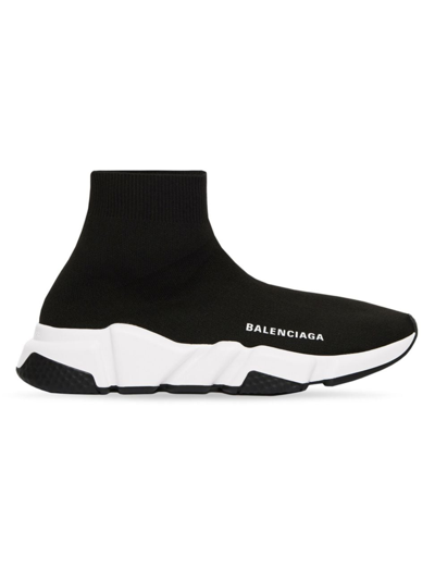 Balenciaga Men's Speed Recycled Knit Trainers In Black White
