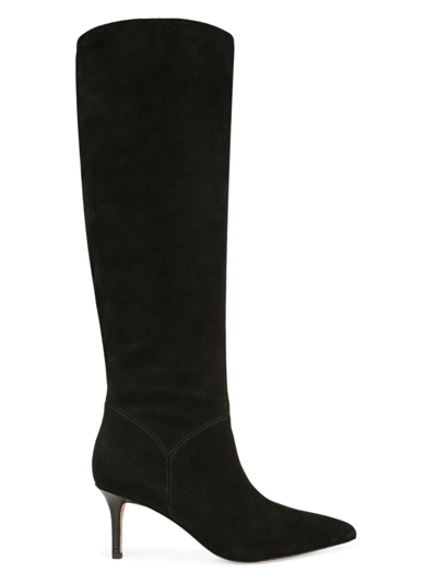 Veronica Beard Lexington Suede Stiletto Knee Boots In Black