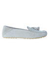 Loro Piana Women's Dot Sole Leather Moccasin Loafers In Eucalyptus