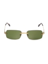 Cartier Men's Core Range 58mm Rectangular Sunglasses In Gold Green