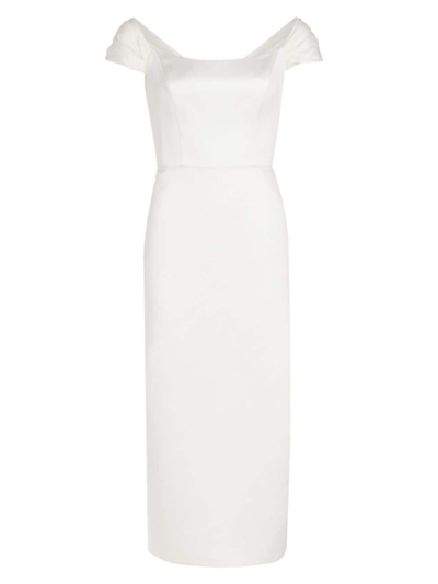 Amsale Women's Mikado Satin & Taffeta Off-the-shoulder Bridal Dress In Silk White