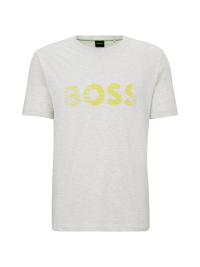 Hugo Boss Cotton-jersey T-shirt With Logo Artwork In Light Grey