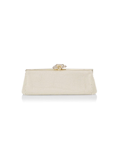 Whiting & Davis Flower Crystal-embellished Clutch Bag In Pearl