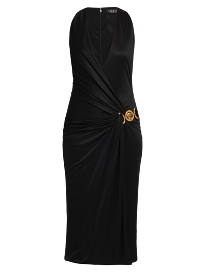 Versace Women's Medusa Icon Cocktail Midi-dress In Black