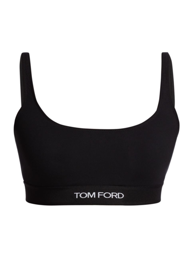 Tom Ford Logo织带文胸式上衣 In Black