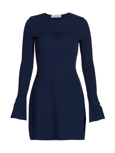 MACH & MACH WOMEN'S HEART CUT-OUT RIB-KNITTED DRESS