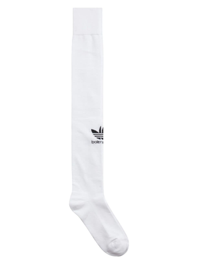 Balenciaga X Adidas Soccer Logo-intarsia Socks In White