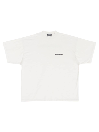 Balenciaga Cotton Logo Oversized T-shirt In Cream