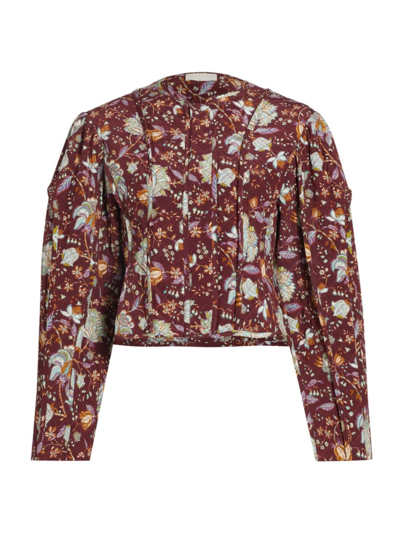 Ulla Johnson Esti Floral-print Quilted Silk Jacket In Multi